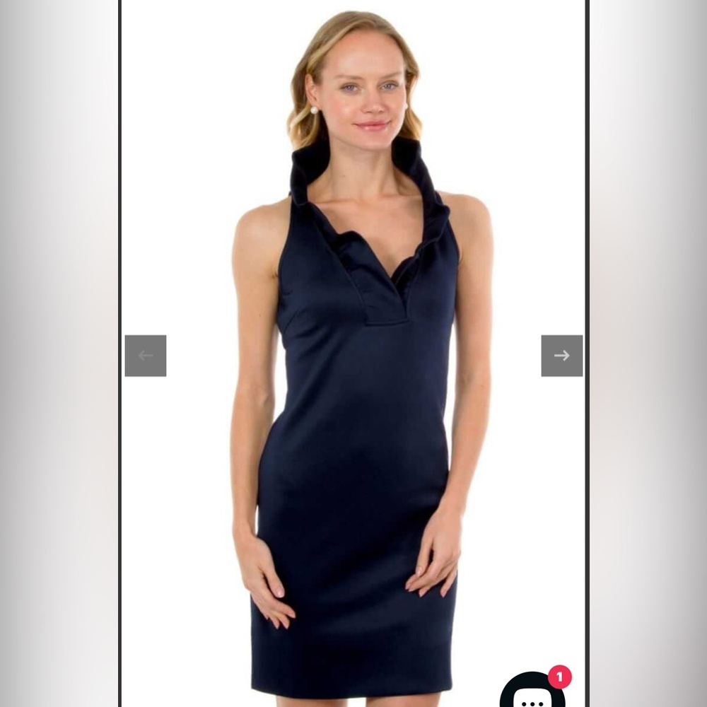 Elegant Gretchen Scott Navy Sleeveless Dress
